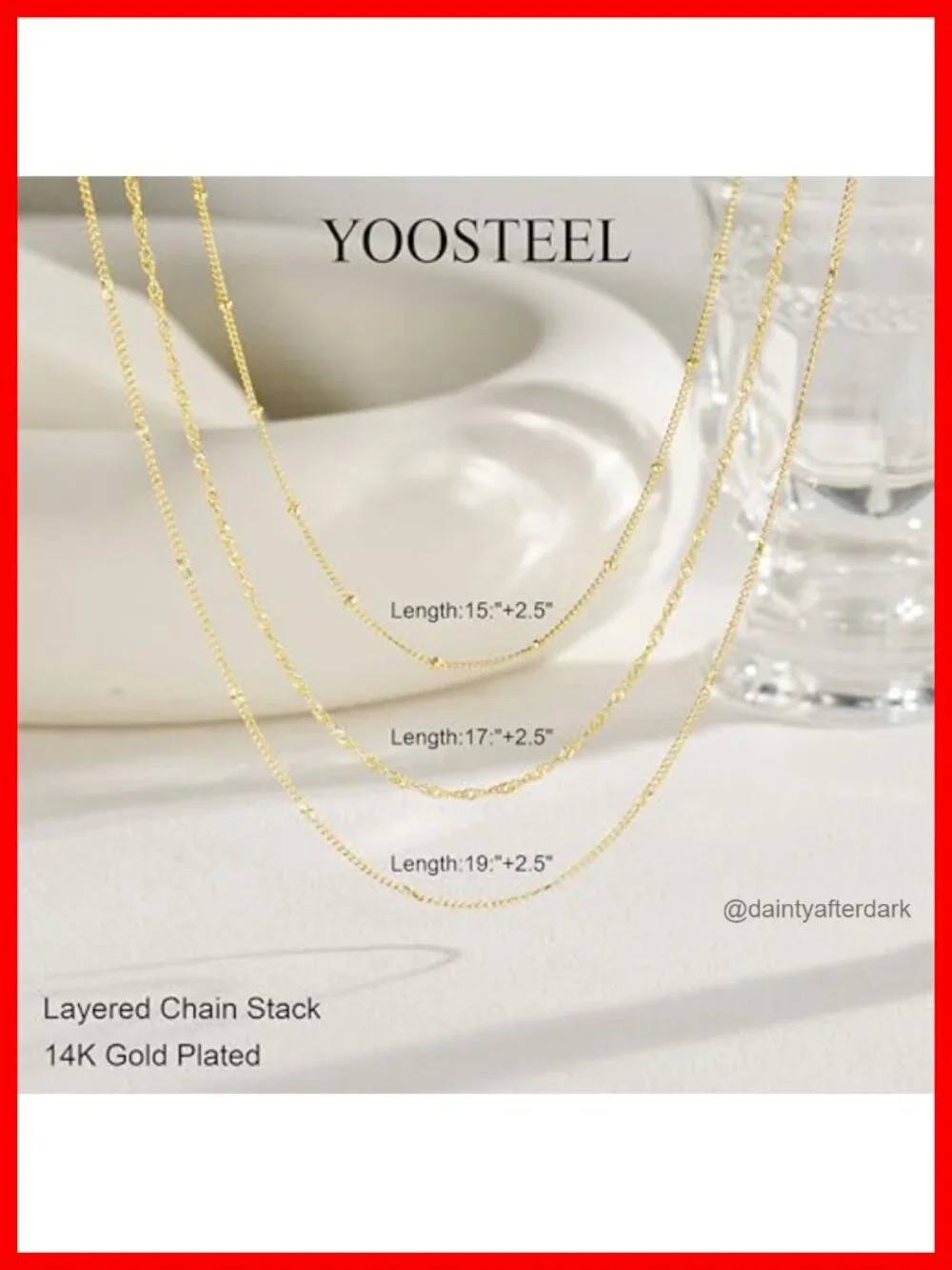 14k-Gold-Plated 3-Piece Layered Necklace Set Dainty Stackable Chain with CZ